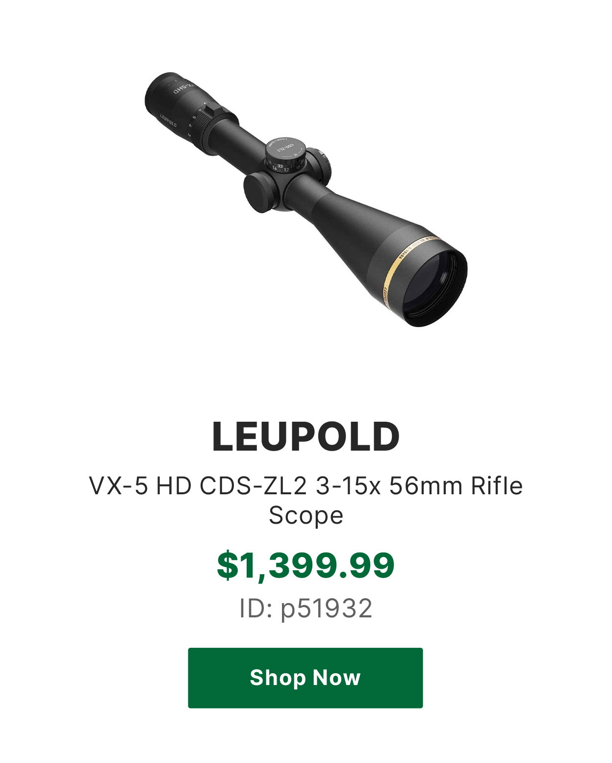 Leupold VX-5 HD CDS-ZL2 3-15x 56mm Rifle Scope
