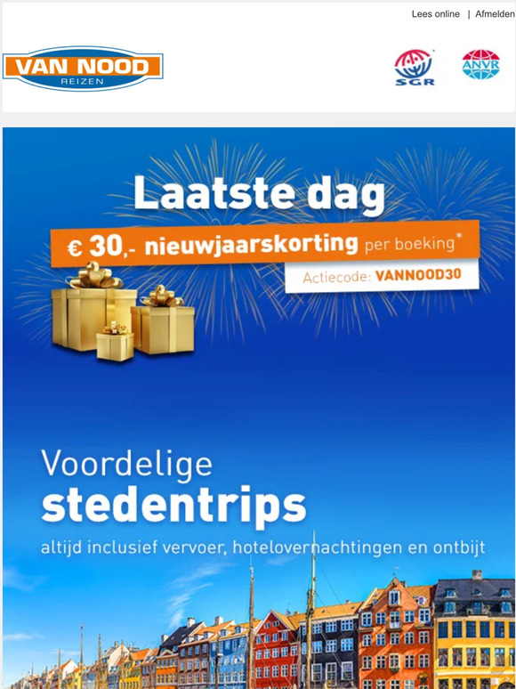 Alleen vandaag nog € 30,- korting op alle boekingen