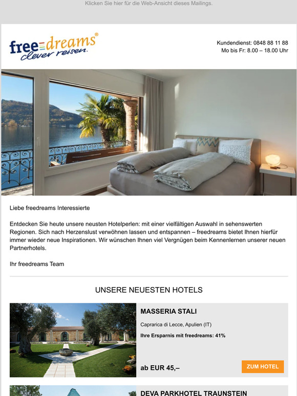 Gleich E-Mail öffnen und die neuesten Hotels entdecken