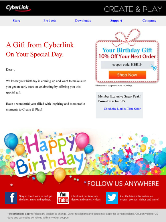 Happy Birthday! Here is a Special Gift from CyberLink!