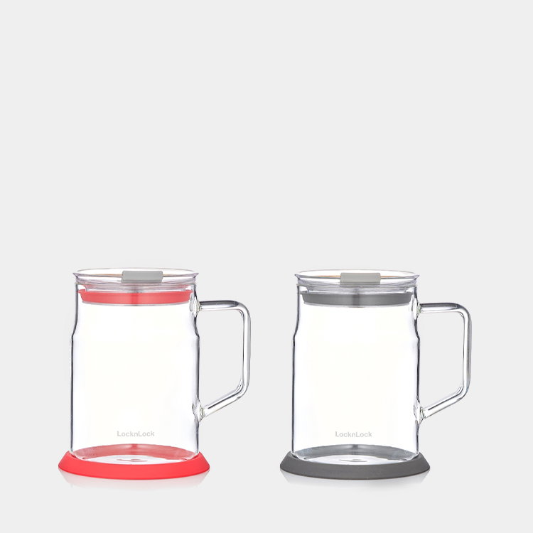 Lock & Lock Set of 2 Glass Metro Mugs 