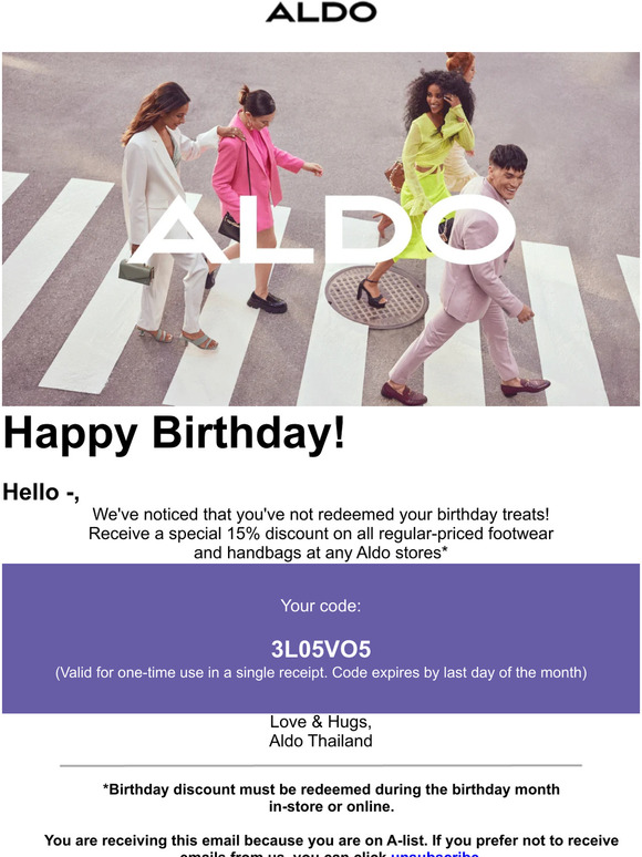Don't let your ALDO A-List voucher slip away!