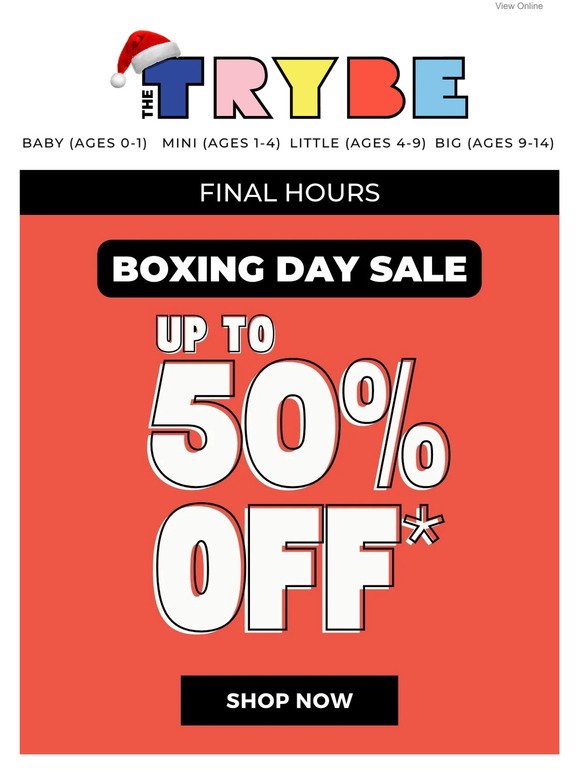 BOXING DAY SALE FINISHES TONIGHT! 🔥