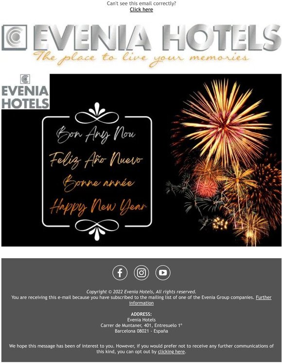 Evenia Hotels wishes you a Happy New Year🥂
