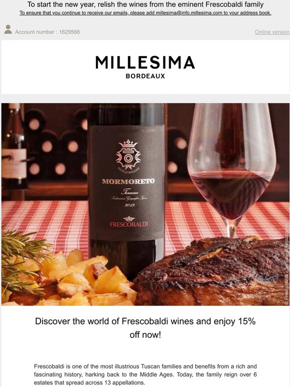 Frescobaldi: 15% off on a selection of wines now!
