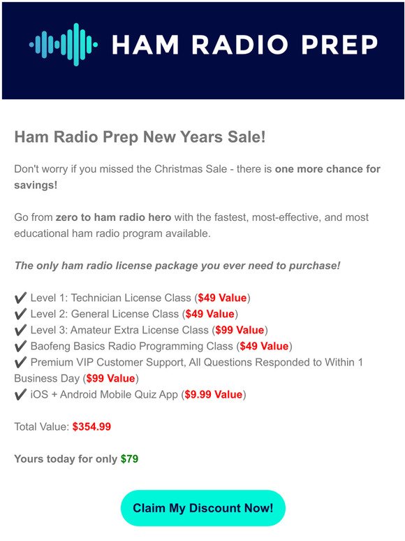 New Years Ham Radio Prep Sale!