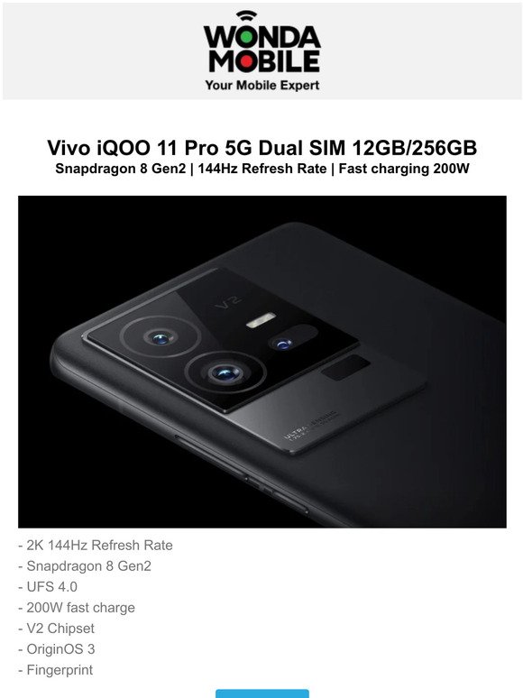 😉 Vivo iQOO 11 Pro 5G Dual SIM 12GB/256GB