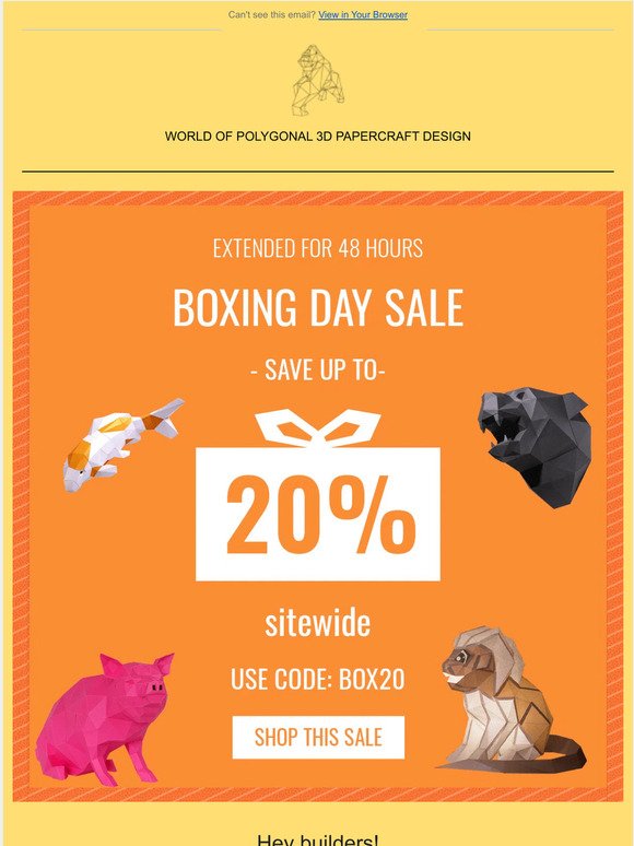 [EXTENDED FOR 48 HOURS] Boxing Week Sale - 20% OFF Your Order 🥳