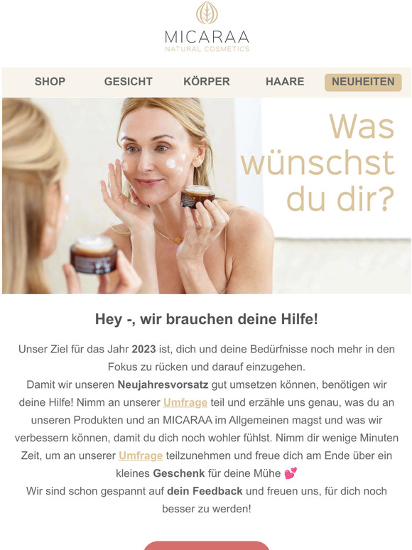 Hey —, was wünschst du dir von uns? 🌱