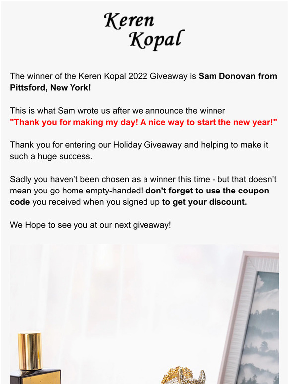 The winner of the Keren Kopal 2022 Giveaway is...