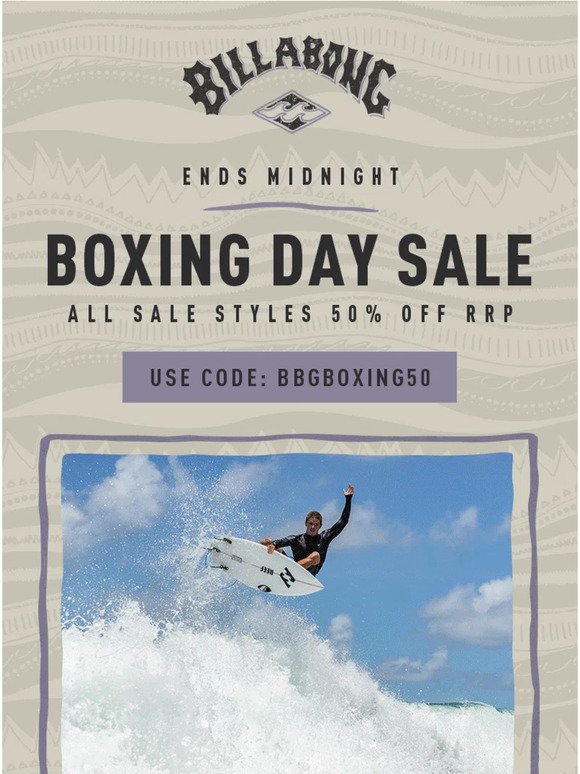 Boxing Day Sale Ends at Midnight.