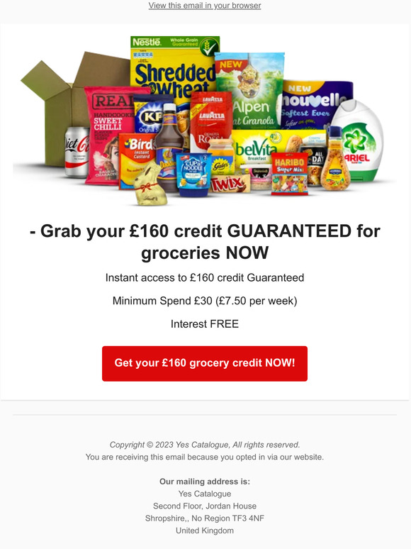 Yes Catalogue £160 Grocery Account Milled