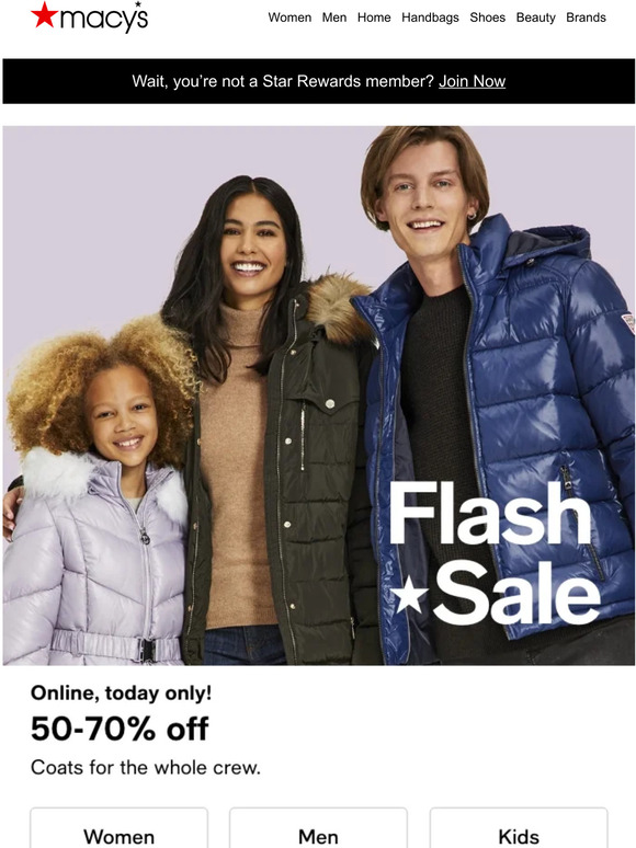 Macy's Flash Sale! Score 5070 off coats for everyone ️ Milled