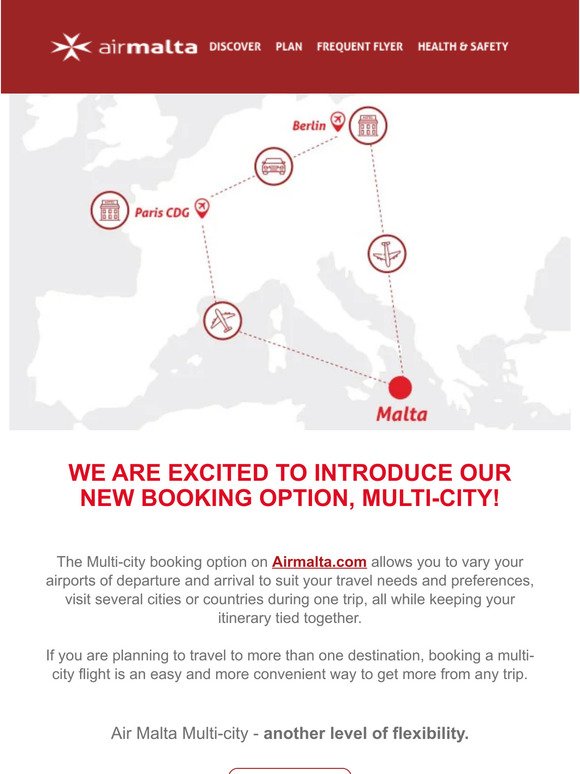 From Paris to Berlin? Introducing 𝗠𝘂𝗹𝘁𝗶-𝗰𝗶𝘁𝘆 on Airmalta.com!