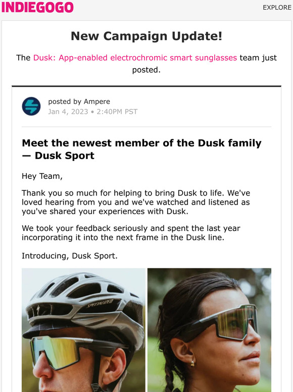Indiegogo 📢 Update 19 from Dusk Appenabled electrochromic smart