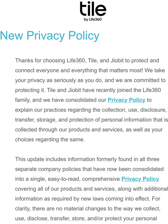 Our new Privacy Policy