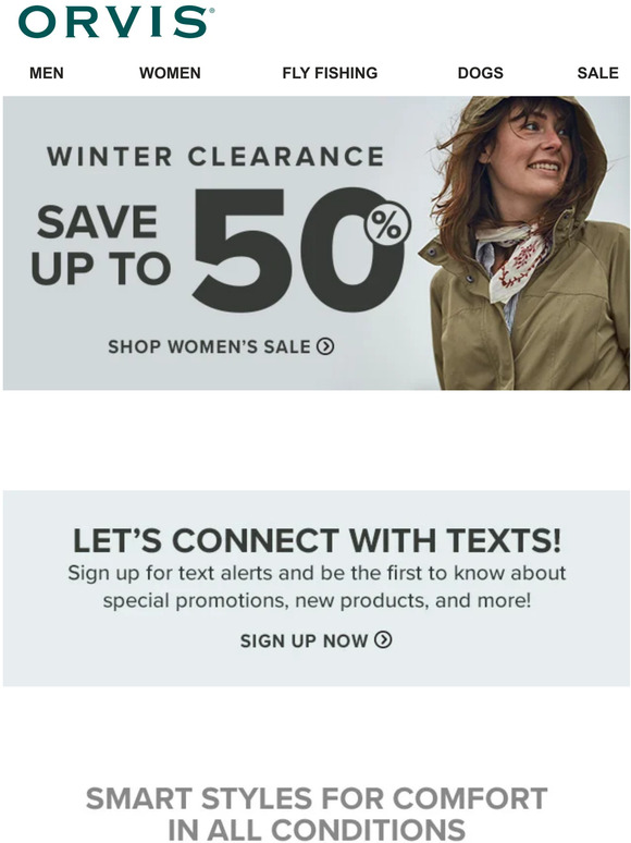Orvis Women's styles, on sale now! Milled
