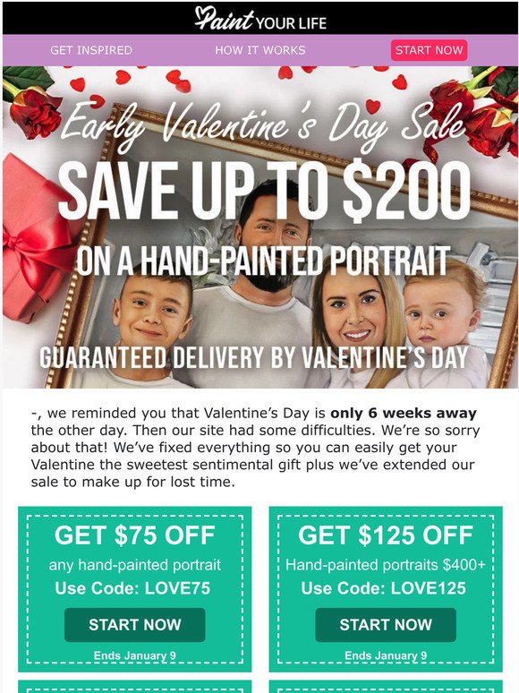 Despite a technical difficulty, love is STILL in the air with up to $200 off!