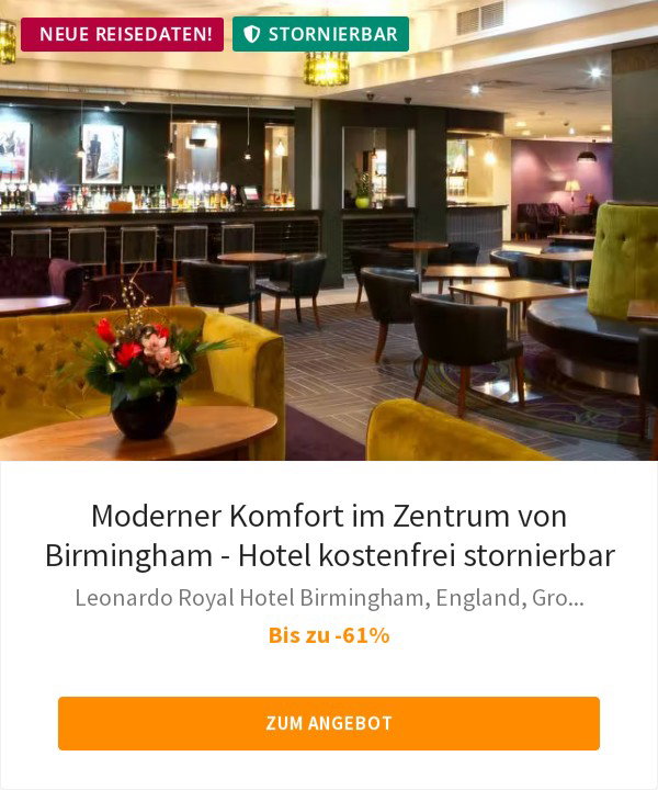Moderner Komfort im Zentrum von Birmingham - Hotel kostenfrei stornierbar