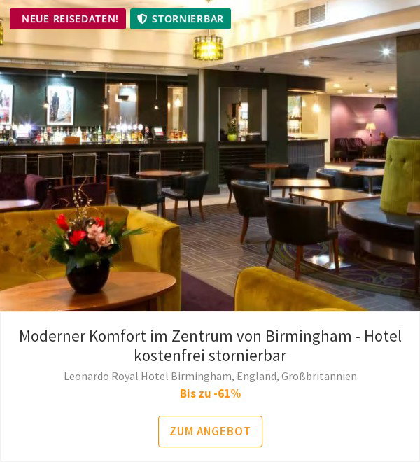 Moderner Komfort im Zentrum von Birmingham - Hotel kostenfrei stornierbar