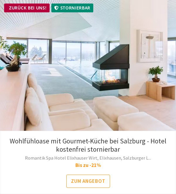 Wohlfühloase mit Gourmet-Küche bei Salzburg - Hotel kostenfrei stornierbar