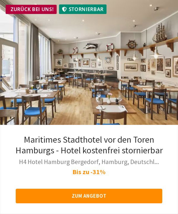 Maritimes Stadthotel vor den Toren Hamburgs - Hotel kostenfrei stornierbar