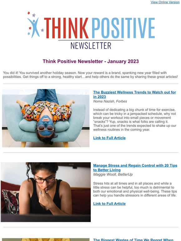 Positive Promotions: Think Positive Newsletter January 2023 - Encourage ...