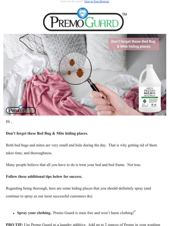 Premo Natural Products LLC Where do bed bugs & mites hide? Milled