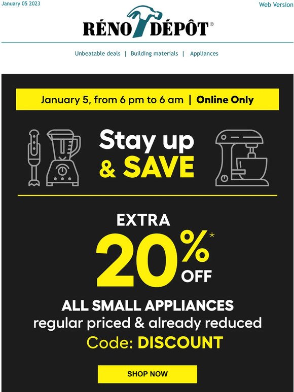 Extra 20% off ALL small appliances