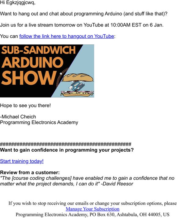 Live Arduino Show 🥪  tomorrow...
