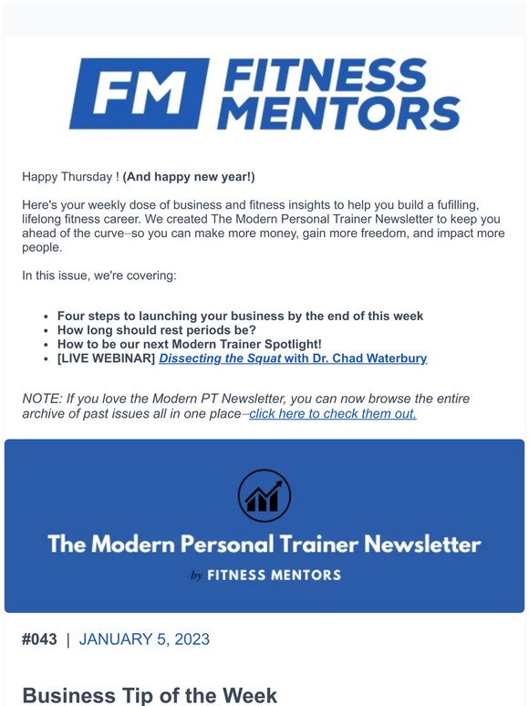 The Modern Personal Trainer Newsletter: Issue #043