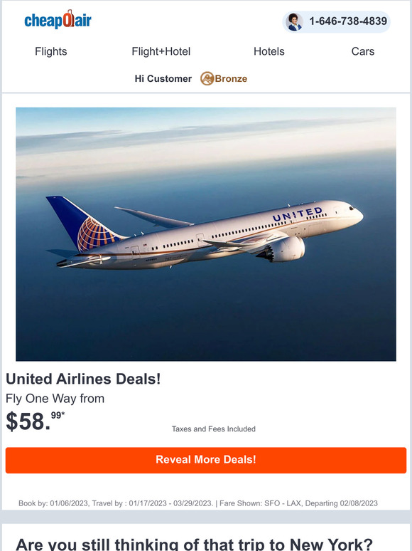 CheapOair United Airlines Deals! Fly from 58.99 Milled