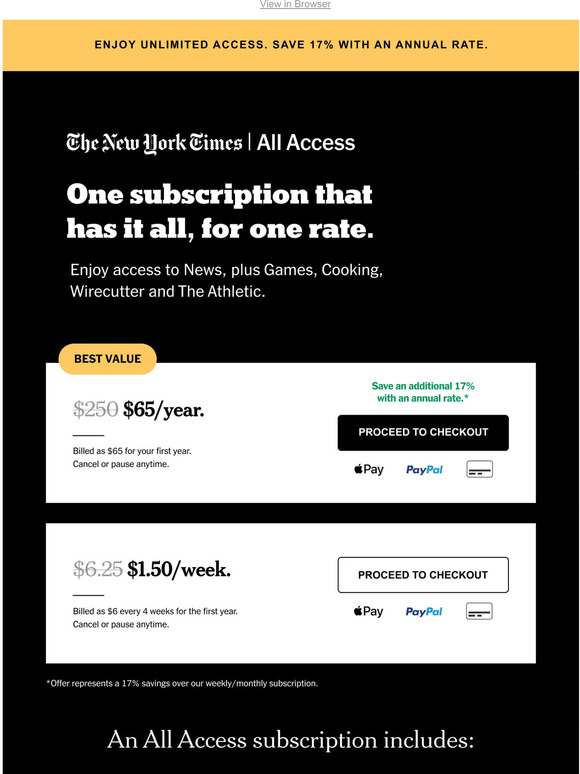 Significant savings: 17% off an annual rate.