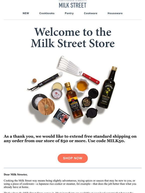 Milk Street Kitchen Introducing the Milk Street Store, plus free