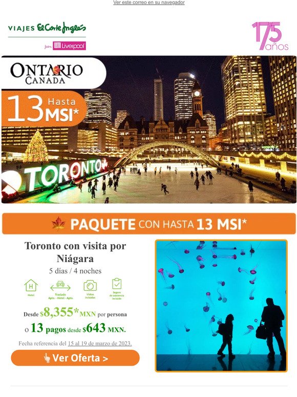 , 🍁🏂¡Visita Ontario, Canadá con hasta 13 MSI*!
