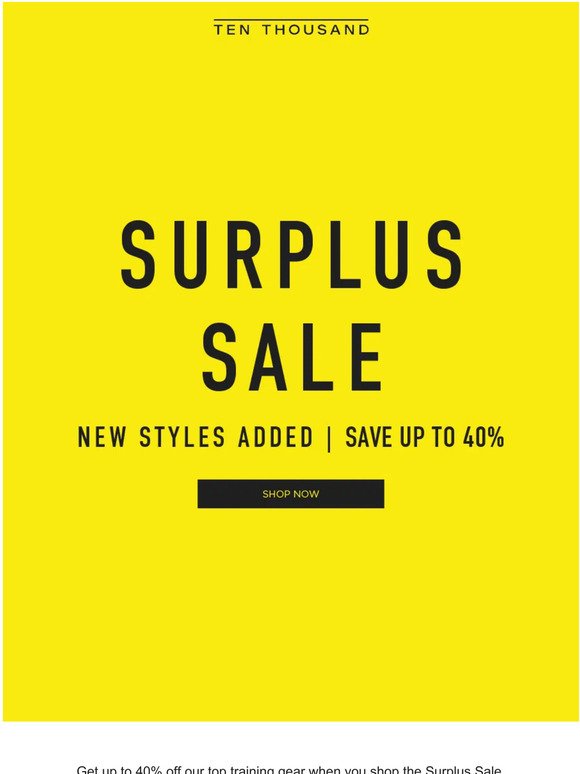 Surplus Sale: New Styles Added
