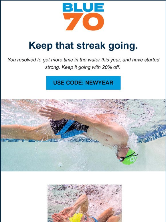 Avoid the winter blues. Save 20% on pool training gear.