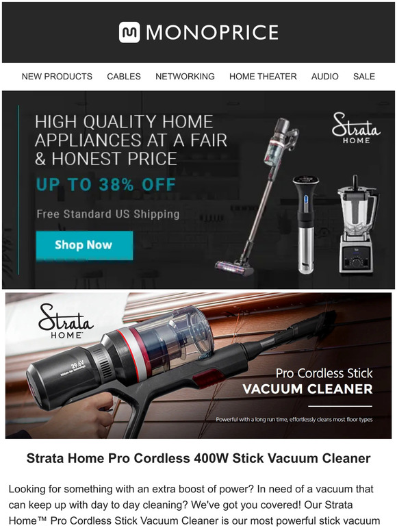 Keep Your Home Neat & Tidy 400W Cordless Stick Vacuum