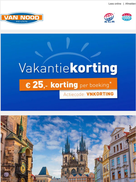 Vakantiekorting: € 25,- op elke boeking