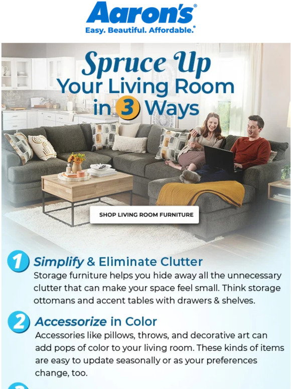 Aaron's: 🛋️ 3 tips for sprucing up your living room | Milled