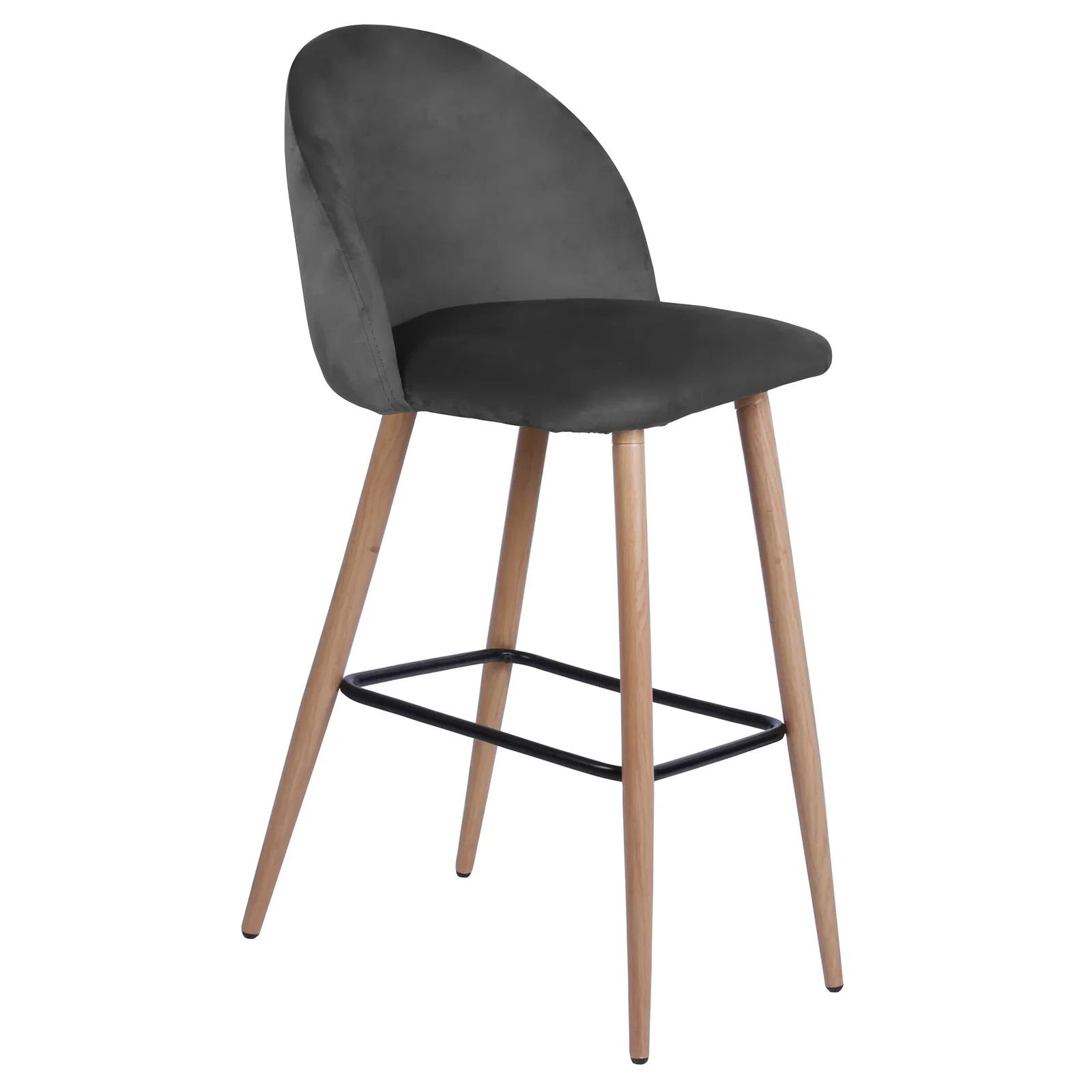 Image of Nellie - Grå velour barstol 75 cm