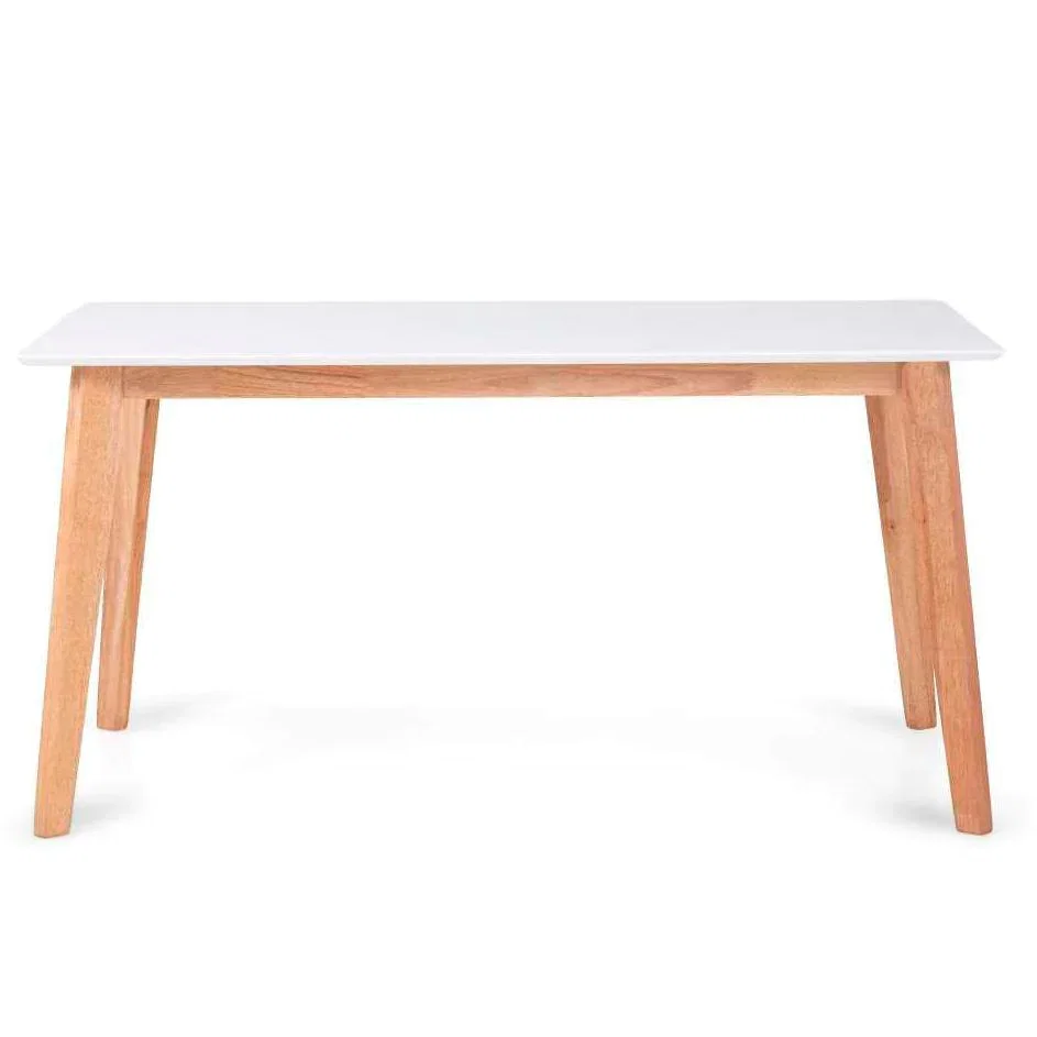 Image of Bjørk - Hvidt Spisebord 180 cm med egefarvet træben