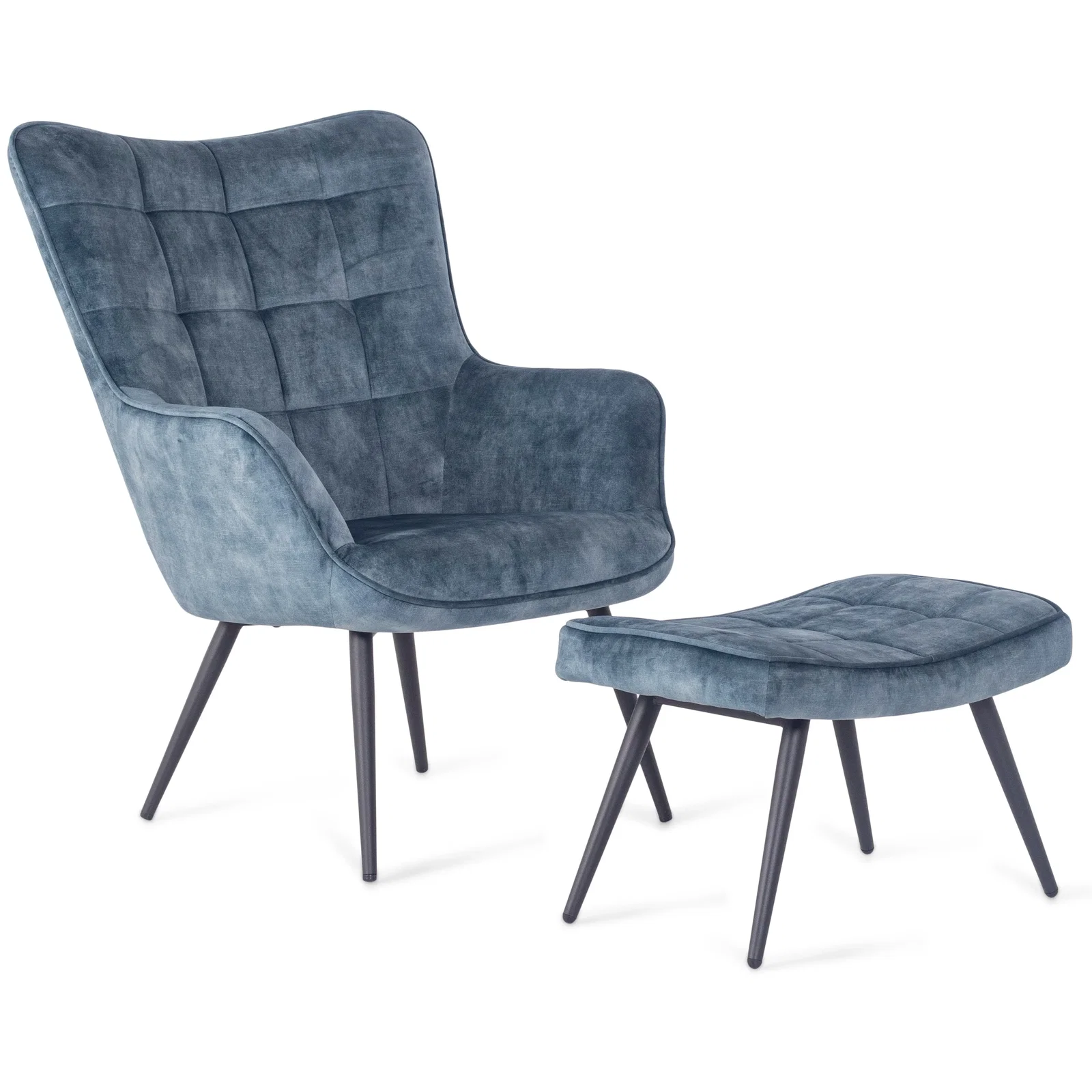 Image of Jackson Lænestol med Skammel - Petrol Velour