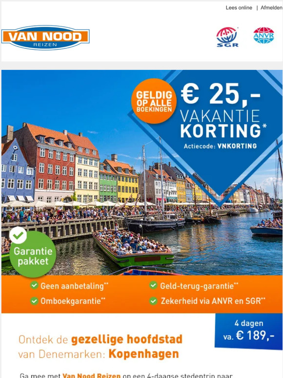 Boek jouw Kopenhagen stedentrip met € 25,- korting!
