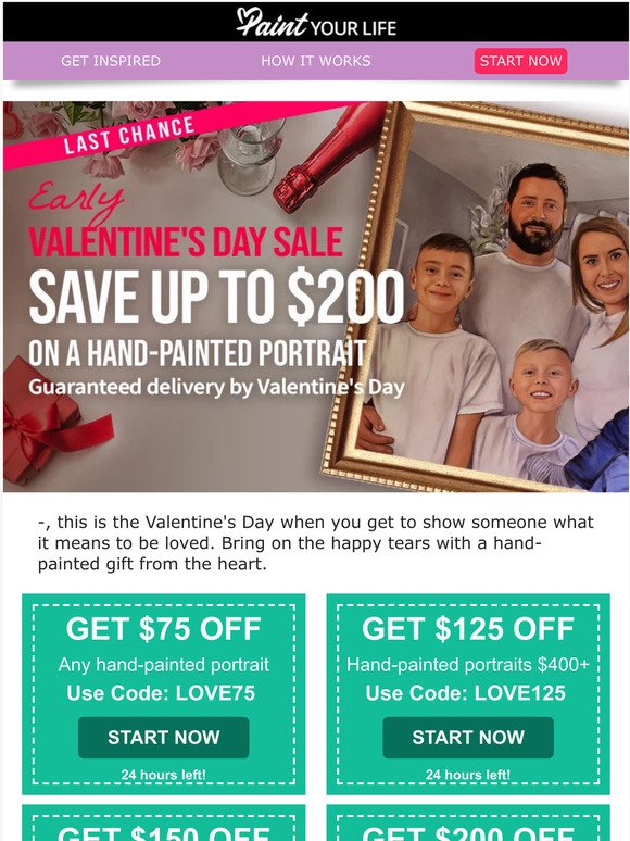 Last chance for our Early Bird Valentine's Day Sale!