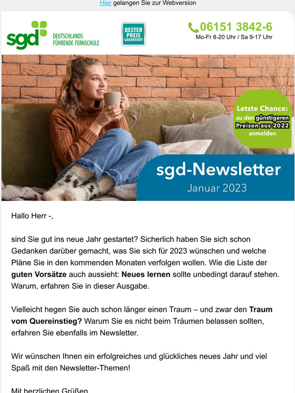 Gute Vorsätze, Mut zum Quereinstieg und zu 2022 Preisen anmelden