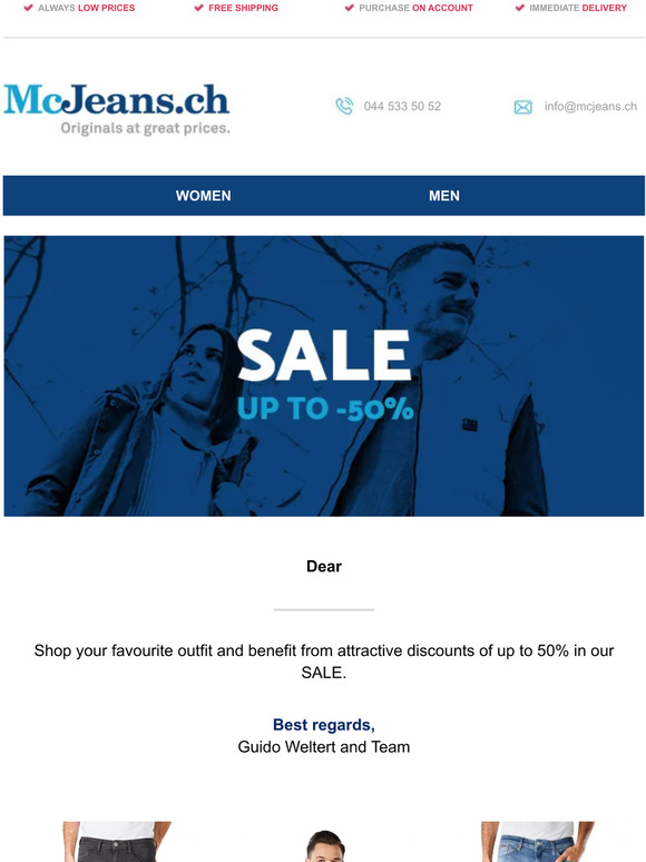 🤩 SALE at McJeans.ch + free shipping 
