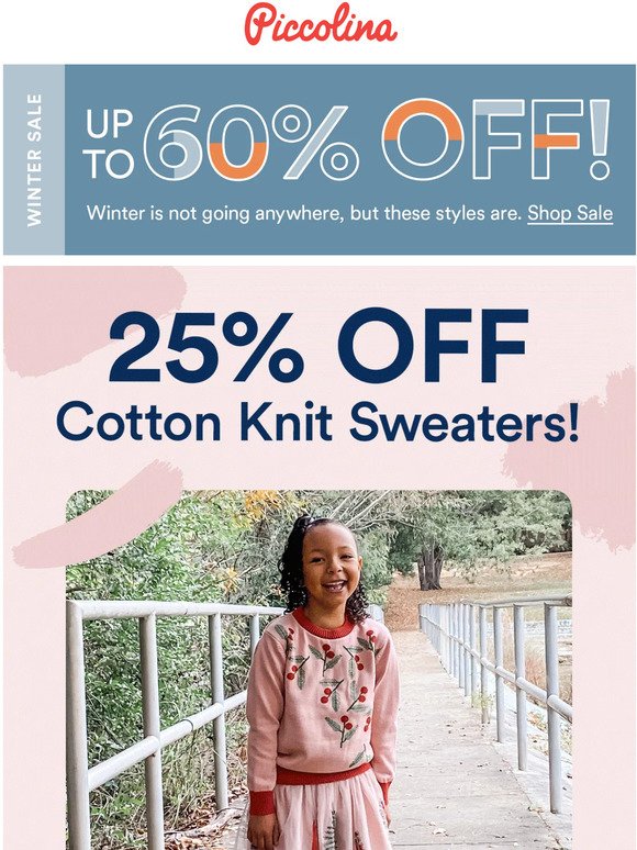 25% off our Cotton Knit Sweaters!