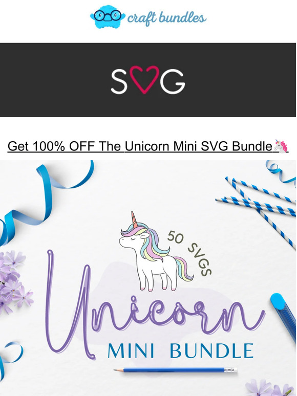 craft bundles: Today’s the day: FREE Unicorn Mini SVG Bundle  | Milled