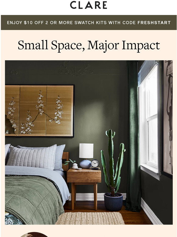 Clare: Take a peek inside this moody, dark green bedroom | Milled
